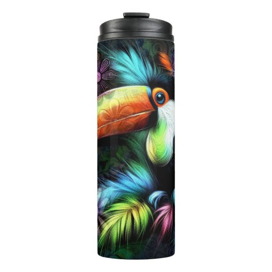 Whimsischer Abstrakt Toucan Bird Toucans Aquamarin Thermosbecher (Vorderseite)