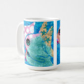 Whimsischer Abstrakter Fischstrand Nautical Aquama Kaffeetasse (Vorderseite Links)