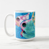 Whimsischer Abstrakter Fischstrand Nautical Aquama Kaffeetasse (Links)