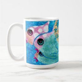 Whimsischer Abstrakter Fischstrand Nautical Aquama Kaffeetasse
