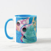 Whimsischer Abstrakter Fischstrand Nautical Aquama Tasse (Links)