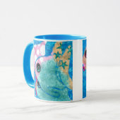 Whimsischer Abstrakter Fischstrand Nautical Aquama Tasse (Vorderseite Links)