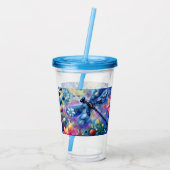 Whimsischer Abstrakter Libellenfliege Aquamarin Bl Acryltrinkbecher (Rückseite)