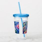 Whimsischer Abstrakter Libellenfliege Aquamarin Bl Acryltrinkbecher (Links)