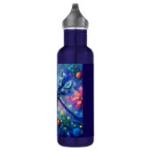 Whimsischer Abstrakter Libellenfliege Aquamarin Bl Edelstahlflasche (Rechts)