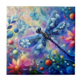 Whimsischer Abstrakter Libellenfliege Aquamarin Bl Fliese (Vorderseite)