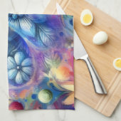 Whimsischer Abstrakter Libellenfliege Aquamarin Bl Geschirrtuch (Viertel Falte)