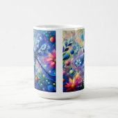 Whimsischer Abstrakter Libellenfliege Aquamarin Bl Kaffeetasse (Mittel)