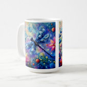 Whimsischer Abstrakter Libellenfliege Aquamarin Bl Kaffeetasse (Vorderseite Links)