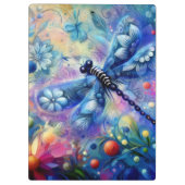 Whimsischer Abstrakter Libellenfliege Aquamarin Bl Klemmbrett (Rückseite)