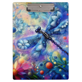 Whimsischer Abstrakter Libellenfliege Aquamarin Bl Klemmbrett