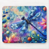 Whimsischer Abstrakter Libellenfliege Aquamarin Bl Mousepad (Vorne)