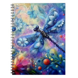 Whimsischer Abstrakter Libellenfliege Aquamarin Bl Notizblock