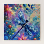 Whimsischer Abstrakter Libellenfliege Aquamarin Bl Puzzle (Horizontal)