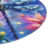 Whimsischer Abstrakter Libellenfliege Aquamarin Bl Schneidebrett (Ecke)