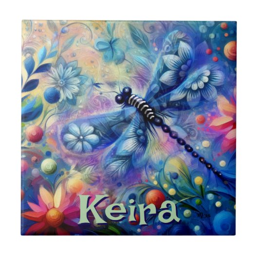 Whimsischer Abstrakter Libellenfliege Personalisie Fliese (Vorderseite)