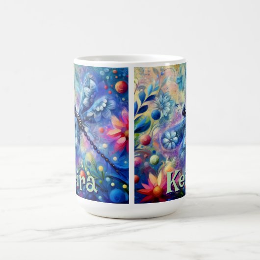 Whimsischer Abstrakter Libellenfliege Personalisie Kaffeetasse (Mittel)