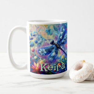 Whimsischer Abstrakter Libellenfliege Personalisie Kaffeetasse