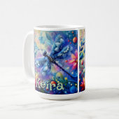 Whimsischer Abstrakter Libellenfliege Personalisie Kaffeetasse (Vorderseite Links)