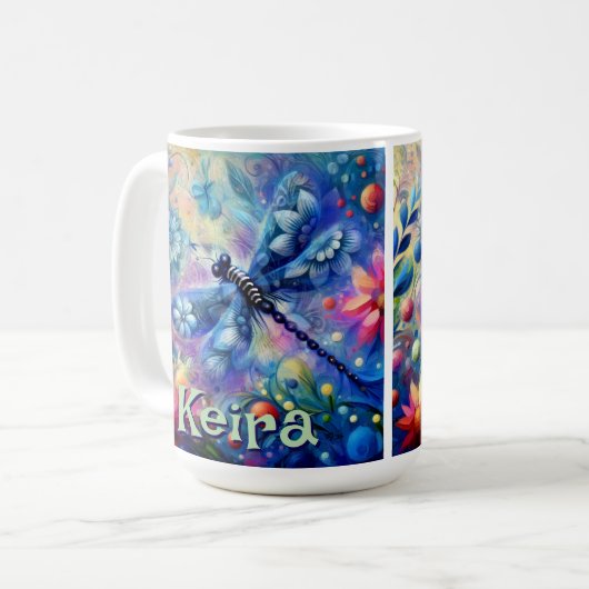 Whimsischer Abstrakter Libellenfliege Personalisie Kaffeetasse (Vorderseite Links)