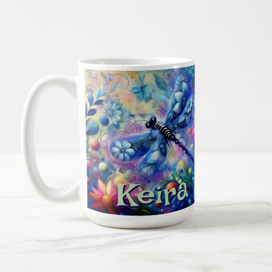 Whimsischer Abstrakter Libellenfliege Personalisie Kaffeetasse (Links)