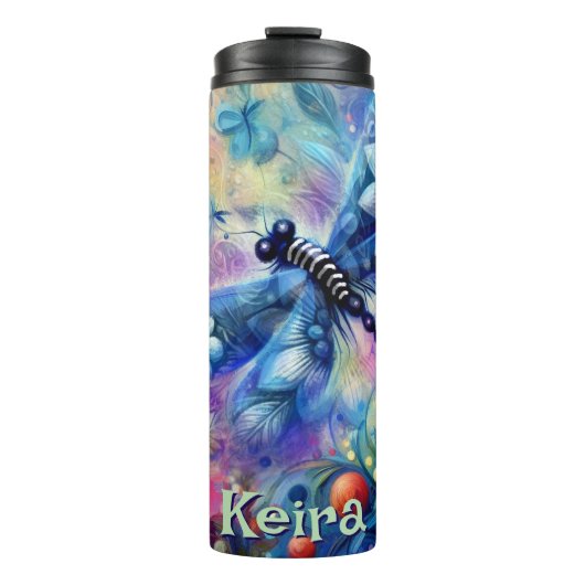 Whimsischer Abstrakter Libellenfliege Personalisie Thermosbecher (Vorderseite)