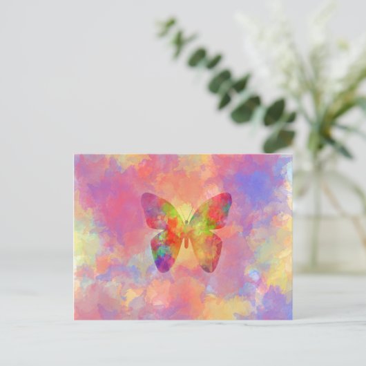 Whimsischer Abstrakter Schmetterling Regenbogen Wa Postkarte (Stehend Vorderseite)