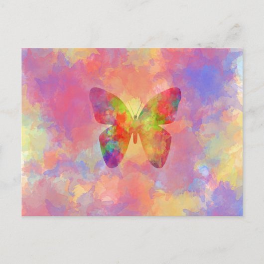 Whimsischer Abstrakter Schmetterling Regenbogen Wa Postkarte (Vorderseite)