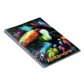 Whimsischer Abstrakter Toucan Bird Personalisiert Notizblock (Rechte Seite)