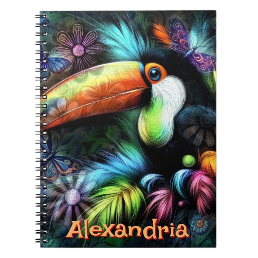 Whimsischer Abstrakter Toucan Bird Personalisiert Notizblock (Vorderseite)