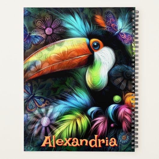 Whimsischer Abstrakter Toucan Bird Personalisiert Planer (Rückseite)