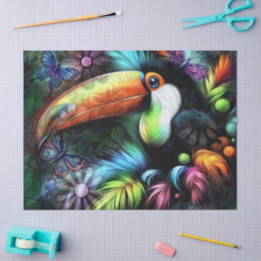 Whimsischer Abstrakter Toucan Bird Toucans Dekoupa Seidenpapier (Basteln)