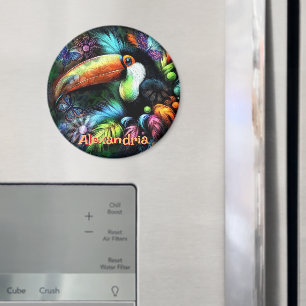 Whimsischer abstrakter Tukane-Vogel personalisiert Magnet