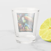 Whimsischer abstrakter Tukane-Vogel personalisiert Schnapsglas (Rückseite)