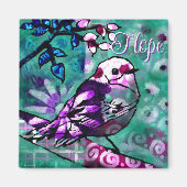 Whimsischer Abstrakter Vogel Aquamarine Lila Blüte Magnet (Vorne)