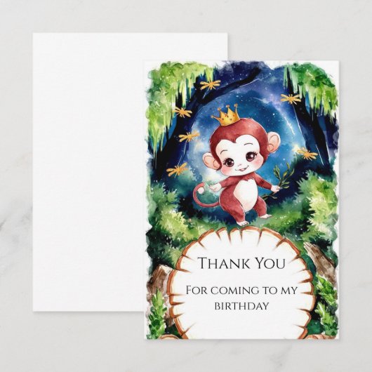 Whimsischer Affe Geburt Dankeskarte (Vorne/Hinten)