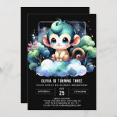 Whimsischer Affe Geburtstag Einladung (Vorne/Hinten)