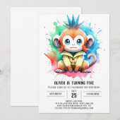 Whimsischer Affe Geburtstag Einladung (Vorne/Hinten)