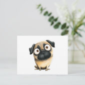 Whimsischer Alberner Mops Postkarte (Stehend Vorderseite)