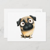 Whimsischer Alberner Mops Postkarte (Vorne/Hinten)