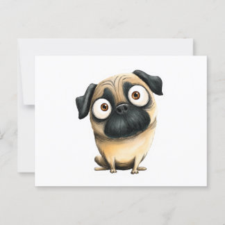 Whimsischer Alberner Mops Postkarte