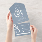 Whimsischer Ampersand | Dusty Blue Wedding All In One Einladung (Abreißen)