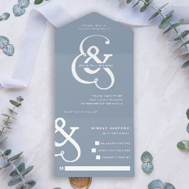 Whimsischer Ampersand | Dusty Blue Wedding All In One Einladung