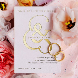 Whimsischer Ampersand | Hochzeit mit Gold und Weiß Folieneinladung
