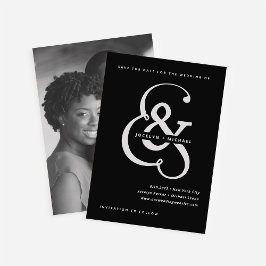 Whimsischer Ampersand | Moody Black Foto Back Save The Date