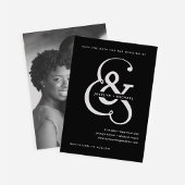 Whimsischer Ampersand | Moody Black Foto Back Save The Date