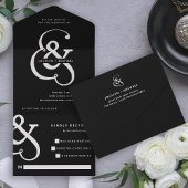 Whimsischer Ampersand | Moody Black Wedding All In One Einladung