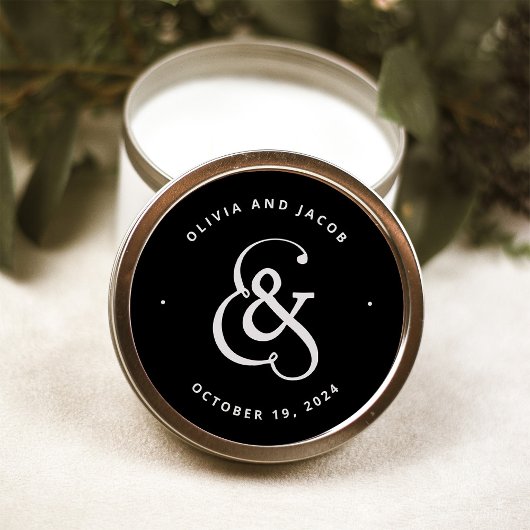 Whimsischer Ampersand | Moody Black Wedding Runder Aufkleber