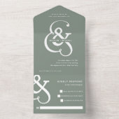 Whimsischer Ampersand | Sage Green Wedding All In One Einladung (Innen Boden)