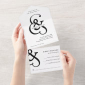 Whimsischer Ampersand | Schwarz-Weiß-Hochzeit All In One Einladung (Abreißen)